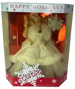 NRFB Vintage 1989 Happy Holidays Barbie Doll #3523 Mattel Christmas Ornament - Picture 1 of 13