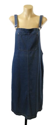 Handmade Women Size 10 S Pinafore Denim Dress Midi Pockets Sleeveless Beach Boho - image 1 of 4