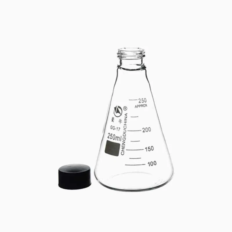 250ml Transparent Erlenmeyer Flask with Plastic Screw Cap Laboratory Glassware - Image 1 of 1