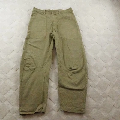 Nili Lotan Shon Camo Green Twill Cotton Barrel Leg Cropped Baggy Pant Womens 2 - Image 1 of 4
