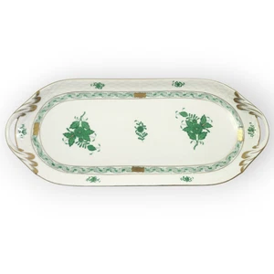Herend Ungarn Porzellan grün chinesischer Bouquet Sandwich Tablett 14,25" 436 AV - Bild 1 von 6