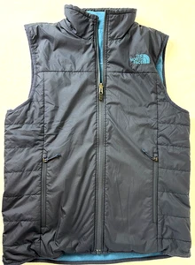 North Face Mens Small Reversible Puffer Vest Blue Full-Zip Sleeveless Fleece - Picture 1 of 10