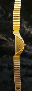 Vintage Seiko Rivoli Half Moon Watch 14mm Gold Tone 1F20-5D59 New Battery 6" - Picture 1 of 8