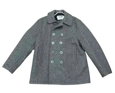 Schott Pea Coat 740N Wool Jacket Gray Size 44 Vintage Outerwear - Image 1 of 4