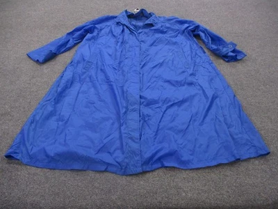 Vintage Orvis Jacket Mens M Blue Nylon Raincoat Oversized Long Trench Coat Parka - Image 1 of 4