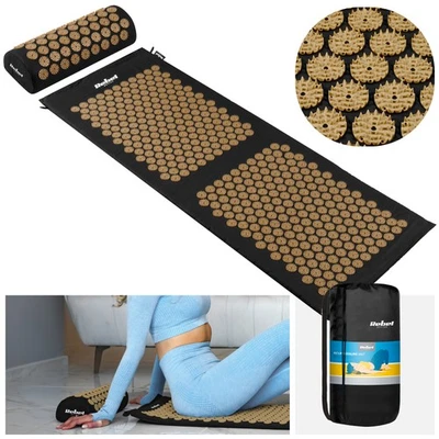 REBEL ELECTRO Akupressur-Spike-Gesundheitsmatte mit Kissen, goldene Spitzen 130x50 cm XXL