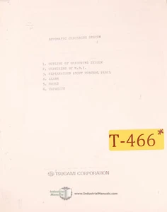 Tsugami Automatic Centering System Manual - Picture 1 of 1