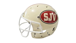 Schutt SJV High School Football Helmet Size L White Red Stripe Vintage Used - Picture 1 of 11
