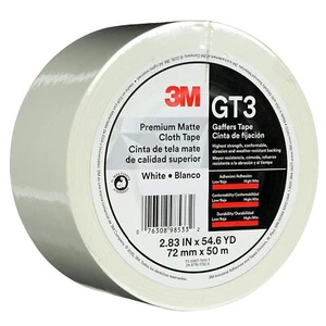 (1 ROLL) 3M Gaffers Tape WHITE 3" x 54.6 YD GT3 Premium Matte Cloth - NEW - Picture 1 of 2