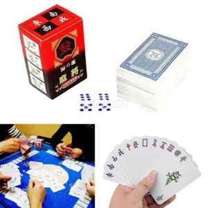 Portable Mahjong Mah Jong Paper Playing Cards A Full Set Party Family Game - Picture 1 of 10