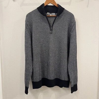 Neiman Marcus Mens 100% Cashmere 1/4 Zip Sweater Size XL Woven Knit Fisherman - Image 1 of 4