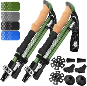 Premium Foldable Hiking Poles by USA Brand - Adjustable, Lightweight Trekking Po - Picture 1 of 12