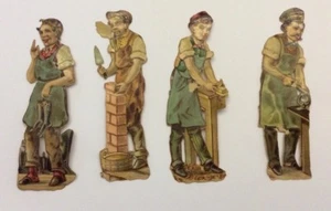 4 Découpis / Chromos anciens les métiers maçon cordonnier menuisier XIXeme 2-A-1 - Imagen 1 de 2