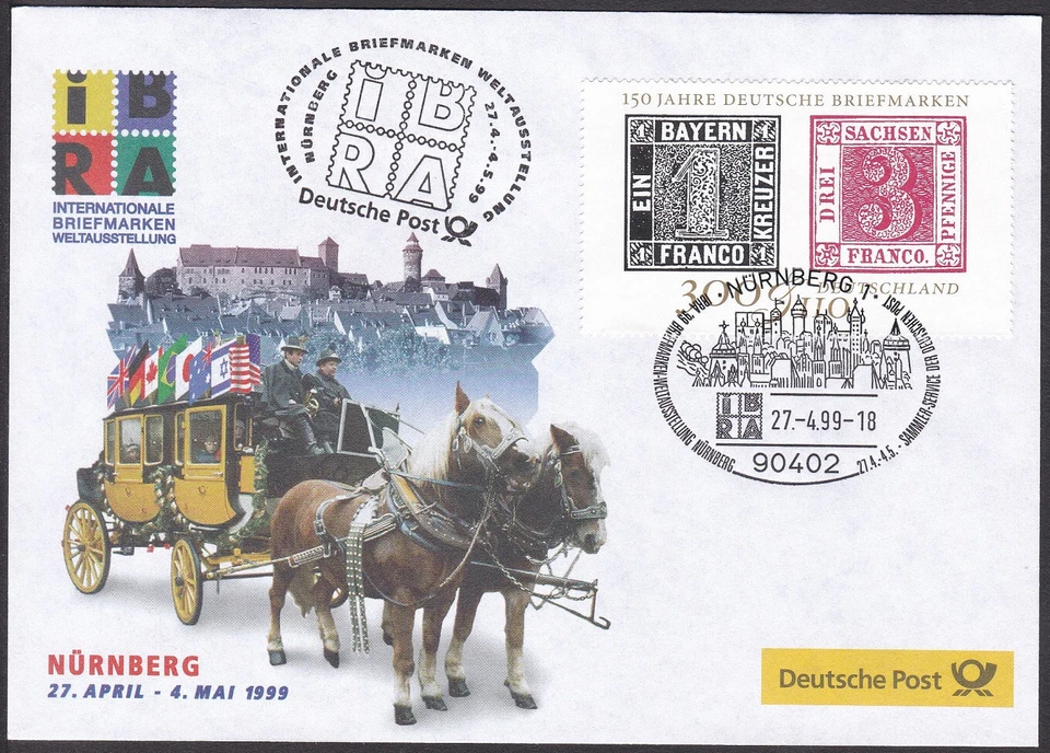 PEX0124 Intl. Stamp Exhibit. Germany Cover, IBRA 1999, Nurnberg, Architecture - Image 1 of 1