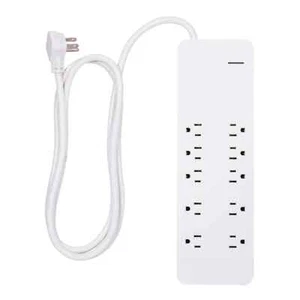 GE 10-Outlet Surge Protector, 2480J, 6ft Cord, White - Picture 1 of 1