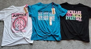 Justice Girls Short Sleeves Glitter Graphic Tee Shirt 3 Count Size L (12/14) - Picture 1 of 7