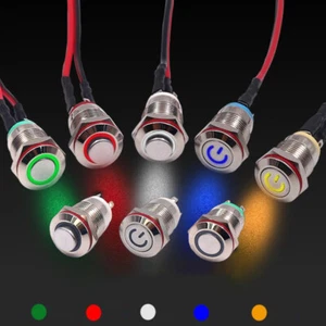 Metall Druckschalter Tastschalter LED Beleuchtung Latching Momentary Schalter - Picture 1 of 9