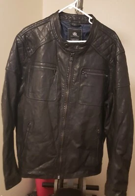 Chaqueta de Motocicleta Rock & Republic Negra Imitación Cuero Para Hombre 2XL Cremallera Completa Motociclista Foto 1 de 4