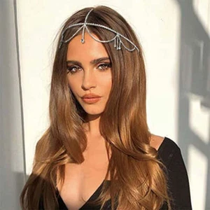 Bling Stirnkette Schmuck Kopfstück Kristall Braut Kopfbedeckung Haarzubehör - Bild 1 von 8