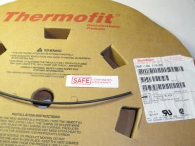 Tubo termorretráctil de 1/8" 25 pies negro flexible (2:1) RNF-100-1/8-BK Raychem MM-743 Foto 1 de 2