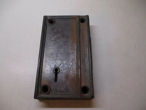 Vintage Cast Iron Mortise Lock - No Key 6" x 3 3/8" x 1" with 2 1/4" Lock Bolt Cover