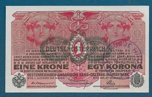 1 Krone, EGY Korona 1916. Austria banknotes, regional stamp PREKOMURJE SHS - UNC - Picture 1 of 2