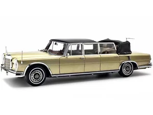 1964-81 MERCEDES 600 PULLMAN W100 LANDAULET CONVERTIBLE GOLD 1/18 MODEL CMC 217 - Picture 1 of 11
