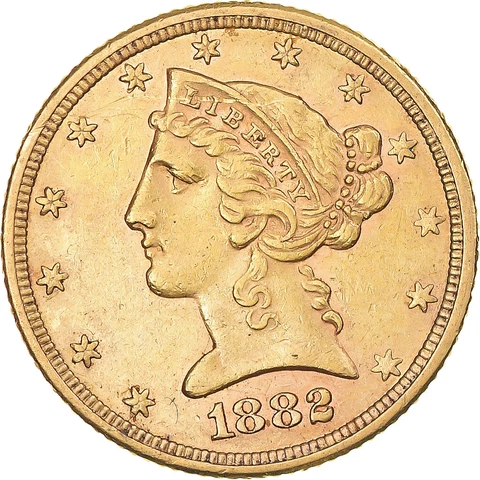 [#869639] Coin, United States, Coronet Head, $5, Half Eagle, 1882, Philadelp, hi Cover