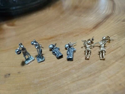 3 pares de pendientes perforados temáticos de golf para dama Foto 1 de 4