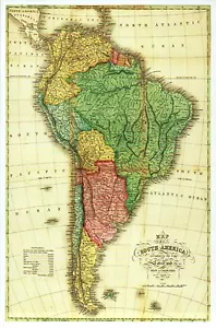 Südamerika Panoramakarte, Brasilien, Argentinien, Chile, Peru usw. Moderne Postkarte - Bild 1 von 2