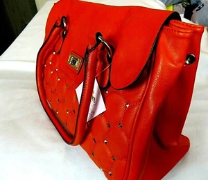 Bolso de Mano Ruby Blue Couture Naranja Twist Lock Cuero Sintético con Pernos de Metal - Imagen 1 de 4