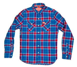 Superdry New Shirt Shop Men's L/S Shirt Size M Blue Purple Plaid Casual Menswear - Picture 1 of 13