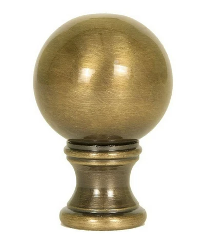 Solid Sphere Round Lamp Finial Antique Brass 1.75"h Cover