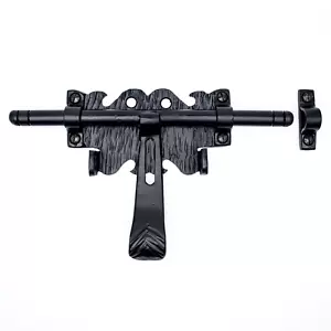 Barrel Bolt Latch 9" for Doors or Gates Rustic Hammered Iron Black Hand Crafted - Picture 1 of 6