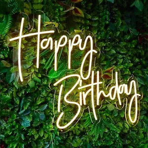 Happy Birthday Neon Signs for Backdrop Large Birthday LED Sign for Birthday P... - Picture 1 of 6