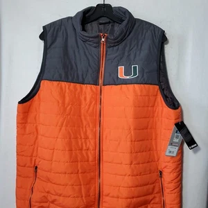 Miami Hurricanes Puffer Vest Men's XL Orange Sleeveless Colosseum NWT - Picture 1 of 10