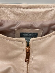 Neiman Marcus womens moto leather jacket size medium, pink champagne, zipper - Picture 1 of 9
