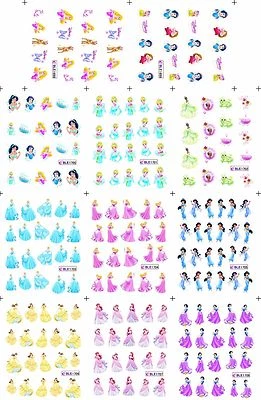 DRESS YOUR NAILS Nail Stickers 11pcs Set Cartoons Princess Water Decals Transfers Belle Jasmine