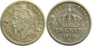 NAPOLEON III 20 CENTIMES 1866 K BORDEAUX F.149 - Bild 1 von 1