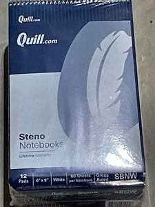 Paquete. de 12 cuadernos Quill Steno, blancos, regulados por Greg, 80 hojas cada uno 6""x9"" - Imagen 1 de 3