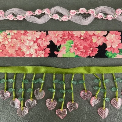 Vintage Trim Lot floral & dangling beaded styles 7+ yards - Image 1 of 4