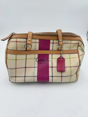 罕见蔻驰 Y2K Tattersall 格子挎包波士顿包 F14791 — 第 1/4 张图片