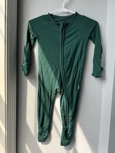 Little Sleepies Dark Green Zippy Sz 0-3 Months Bamboo Sleeper - Picture 1 of 3