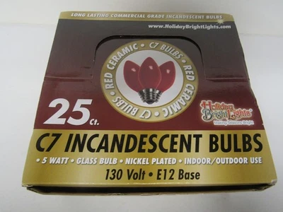 Box Of 25 Red Ceramic C7 Retro Incandescent Bulbs Commercial Grade Free Shipping - Image 1 of 4