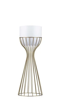 HowHomely Blumenständer Übertopf Metall gold weiß 56cm rund draht blumentopf - Bild 1 von 4