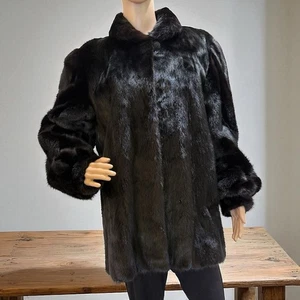 Wunderschöner schwarzer Ranch Nerzmantel Damen M/L - Bild 1 von 8