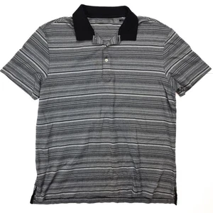 Daniel Cremieux Signature Gray White Pin Striped 1/4 Button Polo Men’s Size L - Picture 1 of 5