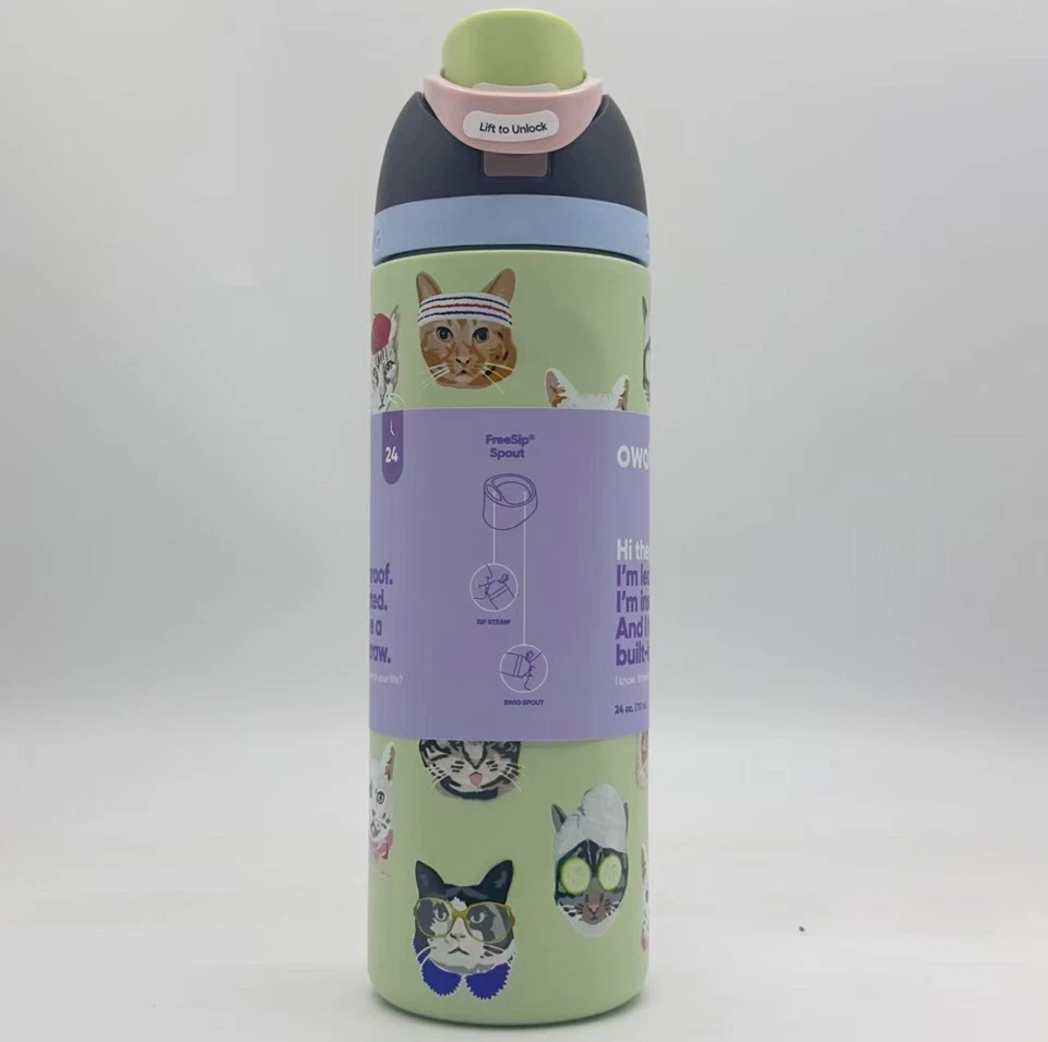 Owala 24oz FreeSip Water Bottle Cat Collage Catwala Urban Outfitters Exclusive