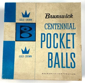 Brunswick Centennial Pocket Billiard Balls Gold Crown Edition w/ Box Vintage - Picture 1 of 4