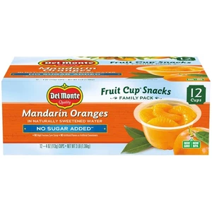 (Paquete de 12) Tazones para bocadillos Del Monte mandarina naranja tazas de frutas, sin azúcar agregada, 4 OZ - Imagen 1 de 7